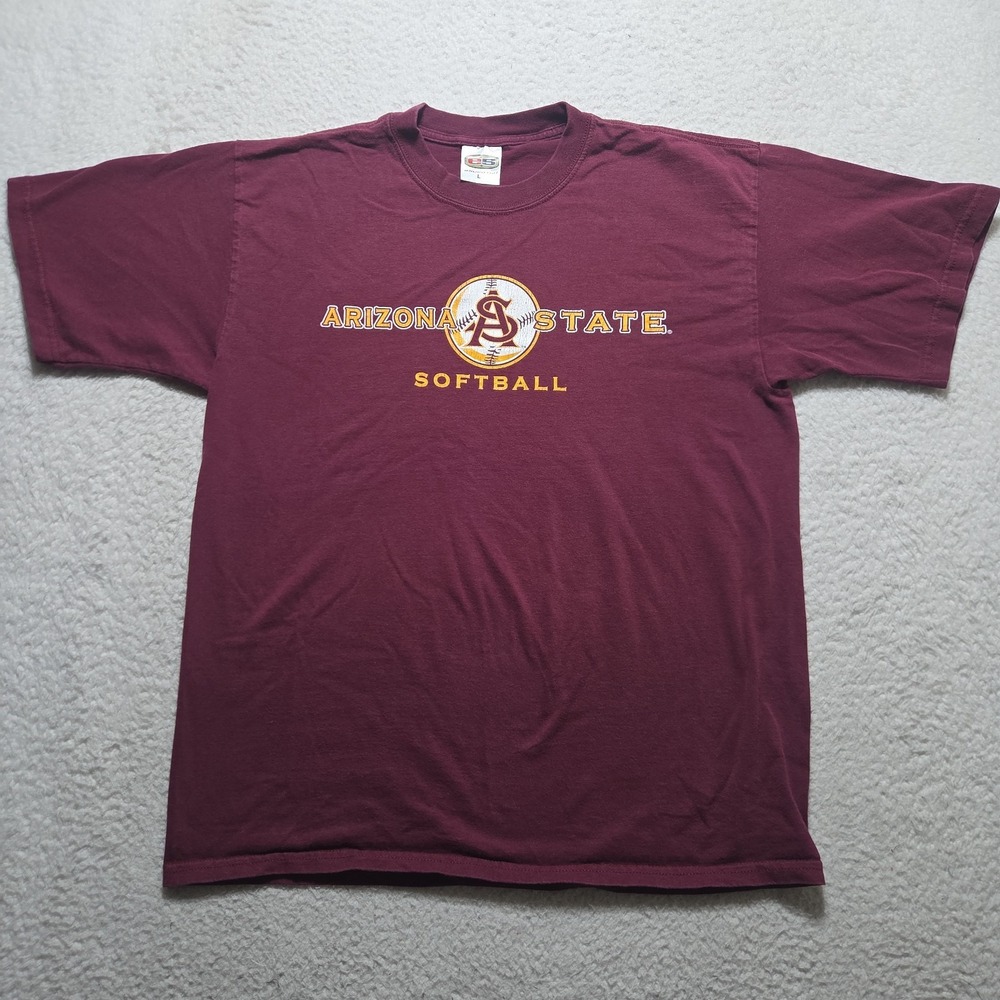 Y2K Arizona State University T-Shirt Softball Mens Size Large Maroon Faded